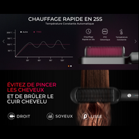 STEAMBRUSH® PRO HAIR 3 en 1 tendance, lisseur, brosse et sèche-cheveux avec puce intelligente, plaques céramique pour cheveux lisses, volumineux et sans frisottis