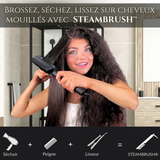 STEAMBRUSH® PRO HAIR 3 en 1 tendance, lisseur, brosse et sèche-cheveux avec puce intelligente, plaques céramique pour cheveux lisses, volumineux et sans frisottis